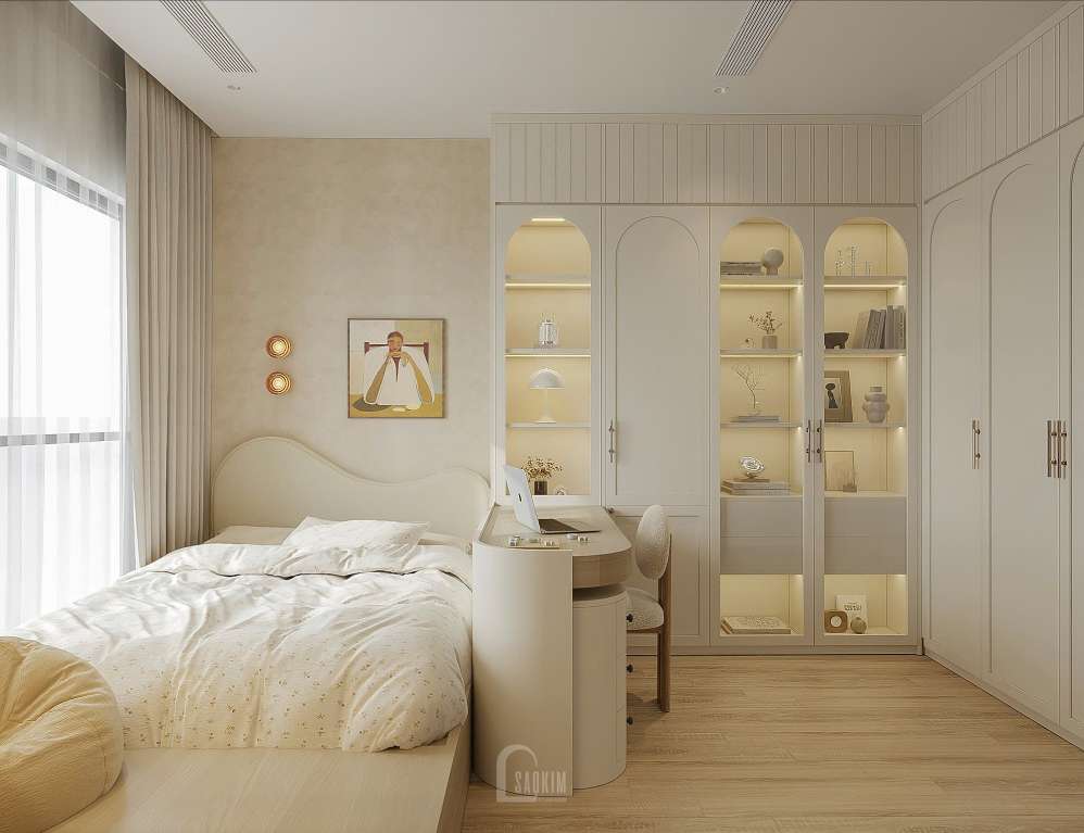 Thiết kế nội thất phòng ngủ master chung cư 87m2 Hinode City phong cách Wabi Sabi- Chạm Tới Chiều Sâu Của An Yên